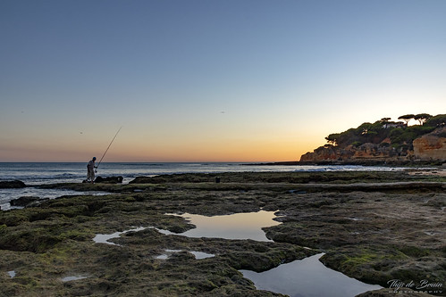sunset portugal sea coastline zee kust visser zonsondergang olhos de água olhosdeágua