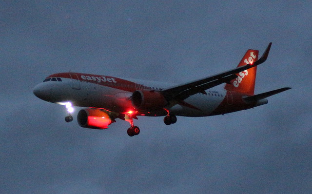 EasyJet G-UZHS Airbus A320-251N flight U21874 arrival at Manchester MAN England UK from Jersey JER
