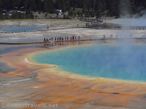 Close up of the Grand Prismatic Pool from the Grand Prismatic Overlook, Yellowstone National Park, Wyoming