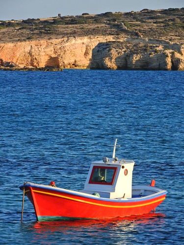 boat red sunset aegean sea