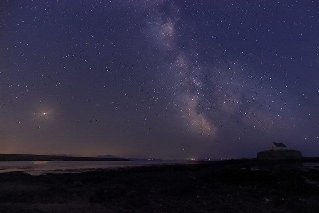 Milkyway over St Cwyfan Church in Anglesey, North Wales