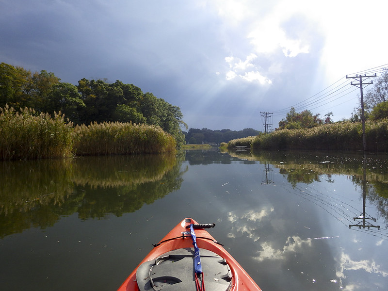 Paddling up the Branford River