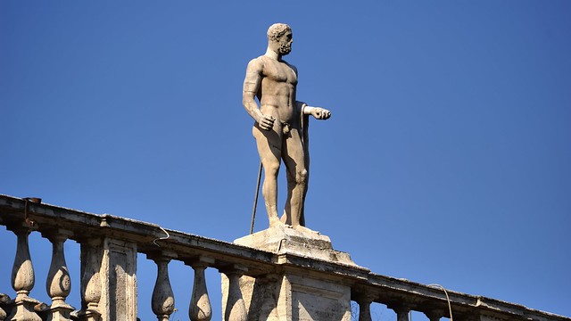 Greek god/hero on balustrade - Palazzo dei Conservatori, Piazza del Campidoglio, Rome..