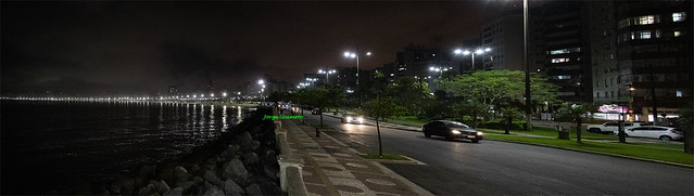 Santos beach and avenue at night