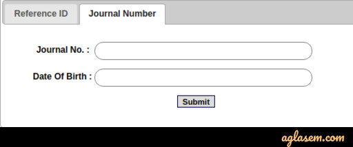 Journal number for filling application form