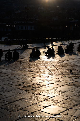 peru cusco plazadearmas sunset people tourists city monochrome moody scenic