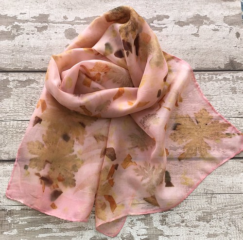 Eco printed silk scarves