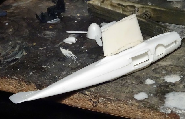 1:72 Messerschmitt Me 309 T-2; “Gelbe 12” of the 9./JG 1, Deutsche Luftwaffe; Husum, late 1945 (Whif/kitbashing) - WiP