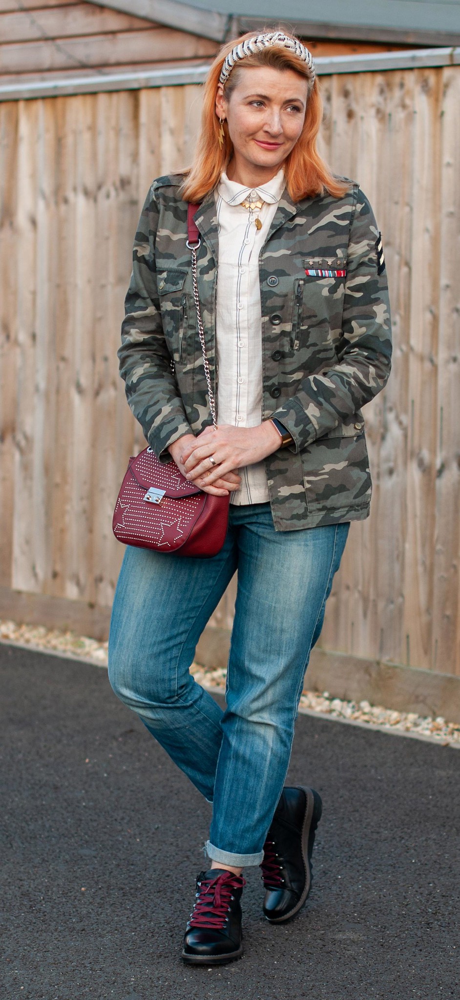 How to Do Masculine Chic With Denim, Camo and Military-Style Boots (Josef Seibel Lina 09 Boots, AW19) by Not Dressed As Lamb, over 40 fashion and style blogger