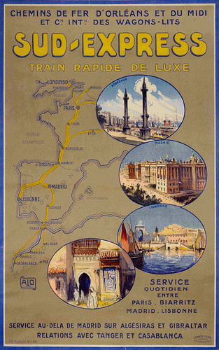 Affiche chemin de fer Orléans, Midi et Cie des Wagons-Lits - Sud-Express | by memoire2cite94
