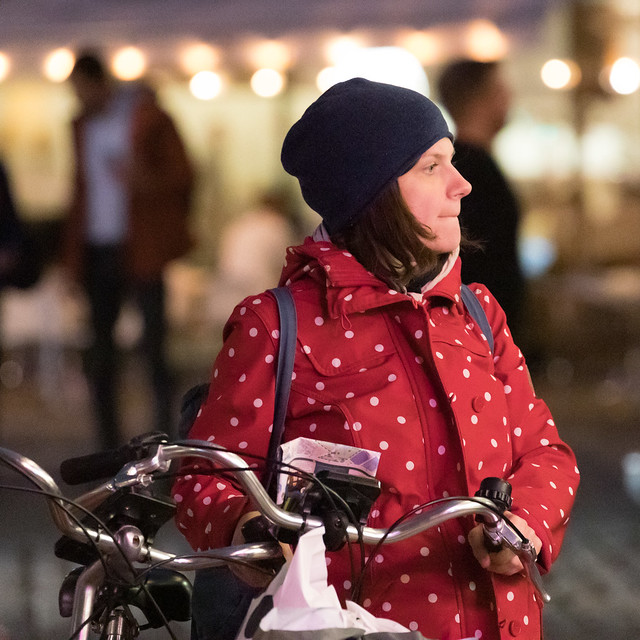 Woman on bicycle, Copenhagen, Denmark