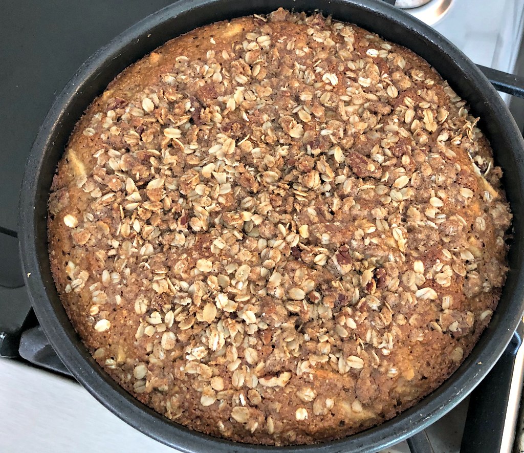 whole grain apple cake, fresh out of the oven