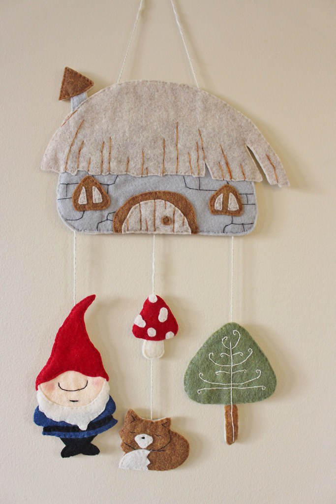 Handmade Woodland/Gnome House Mobile /Wall Hanging