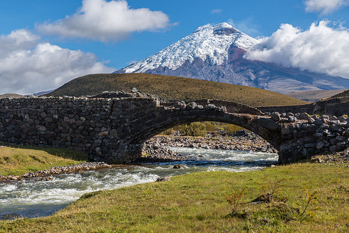 bridge andes nature outdoors scenery cotopaxi mountain southamerica river landscape volcano nationalpark ecuador bluesky