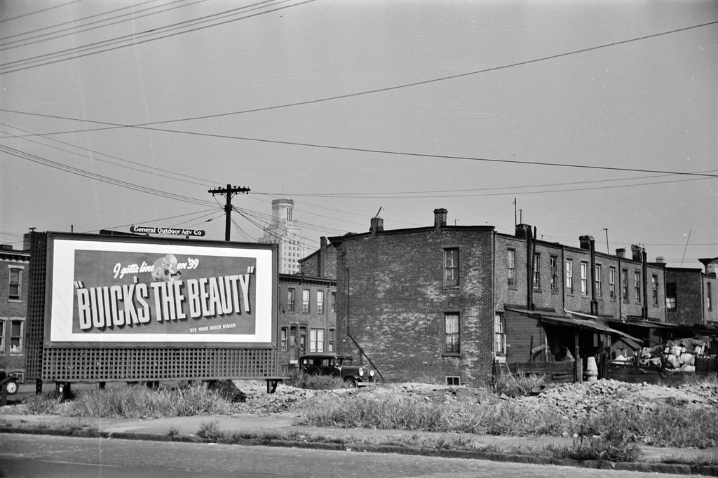 Eye of the Beholder: Slums in Camden, New Jersey with the city hall in distance. October 1938.