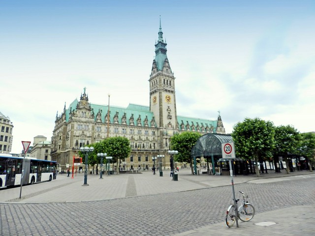 Allemagne, Hambourg, place du marché & l'Hôtel-de-Ville