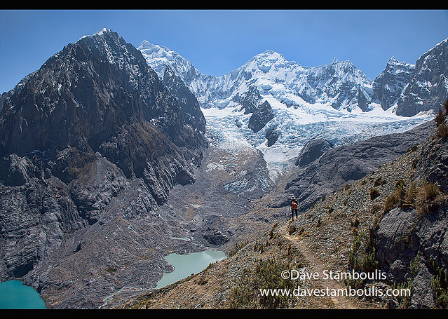 Descending from Santa Rosa Pass towards Sarapo Glacier on the Cordillera Huayhuash circuit, Ancash, Peru