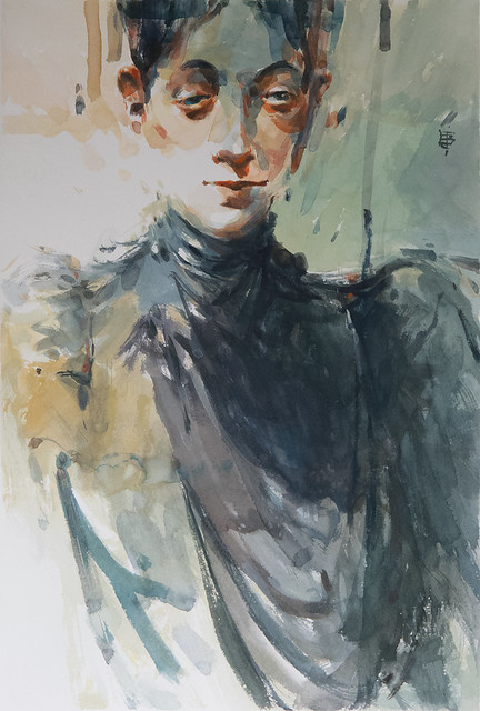 Portrait ,watercolour 56 x 38 cm