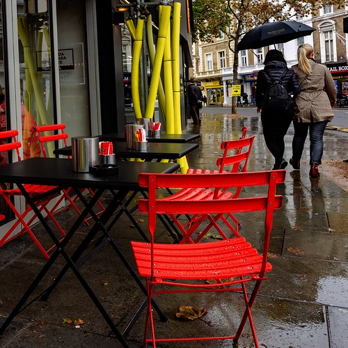 Red chairs in the rain: South Kensington | by Mike Cook 67