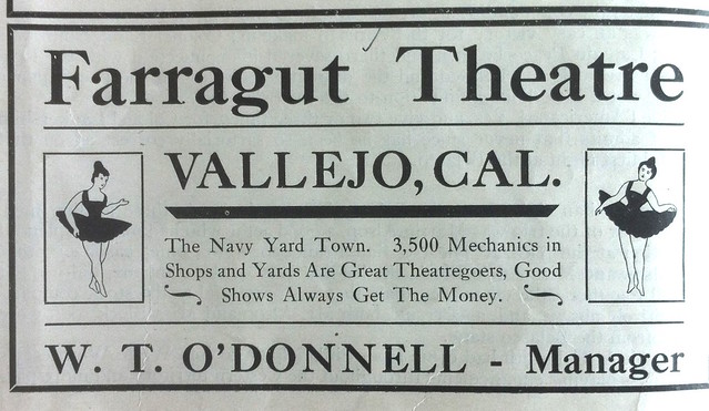 Farragut Theatre ad, San Francisco Dramatic Review December 21, 1912