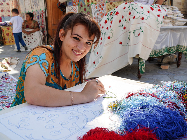 Uzbekistan：Bukhara：Sitorai Mokhi-Khosa Palace(The residence of the Emir of Bukhara)：Embroidery Art／Suzani (textile)