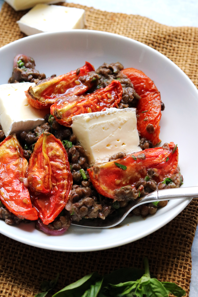 Lentil Salad with Caramelized Tomatoes and Brie