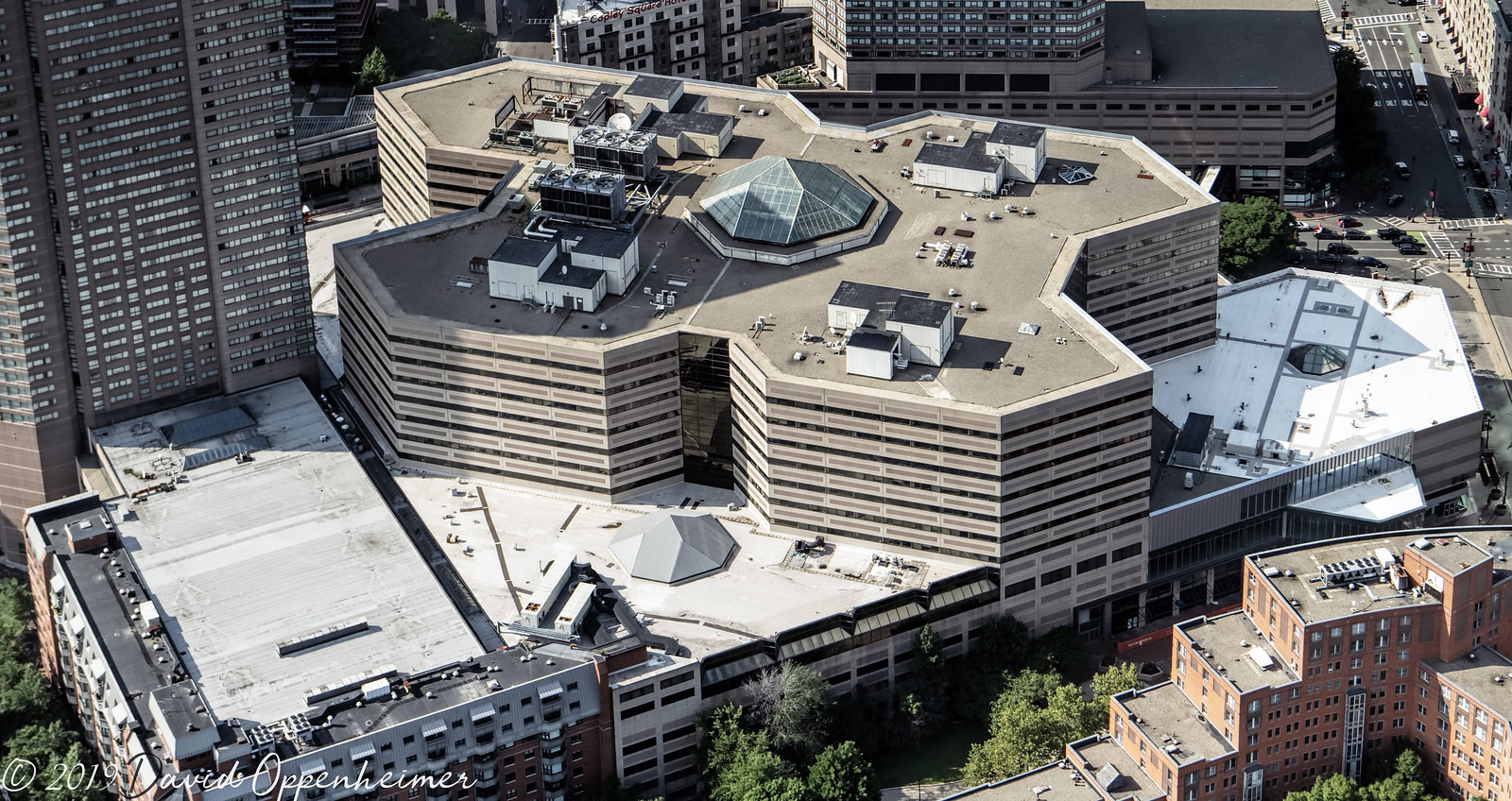 Copley Place Mall in Boston Aerial, Copley Place mall at 10…
