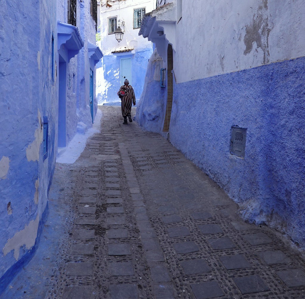 In the quiet blue streets of Chefchouen Medina