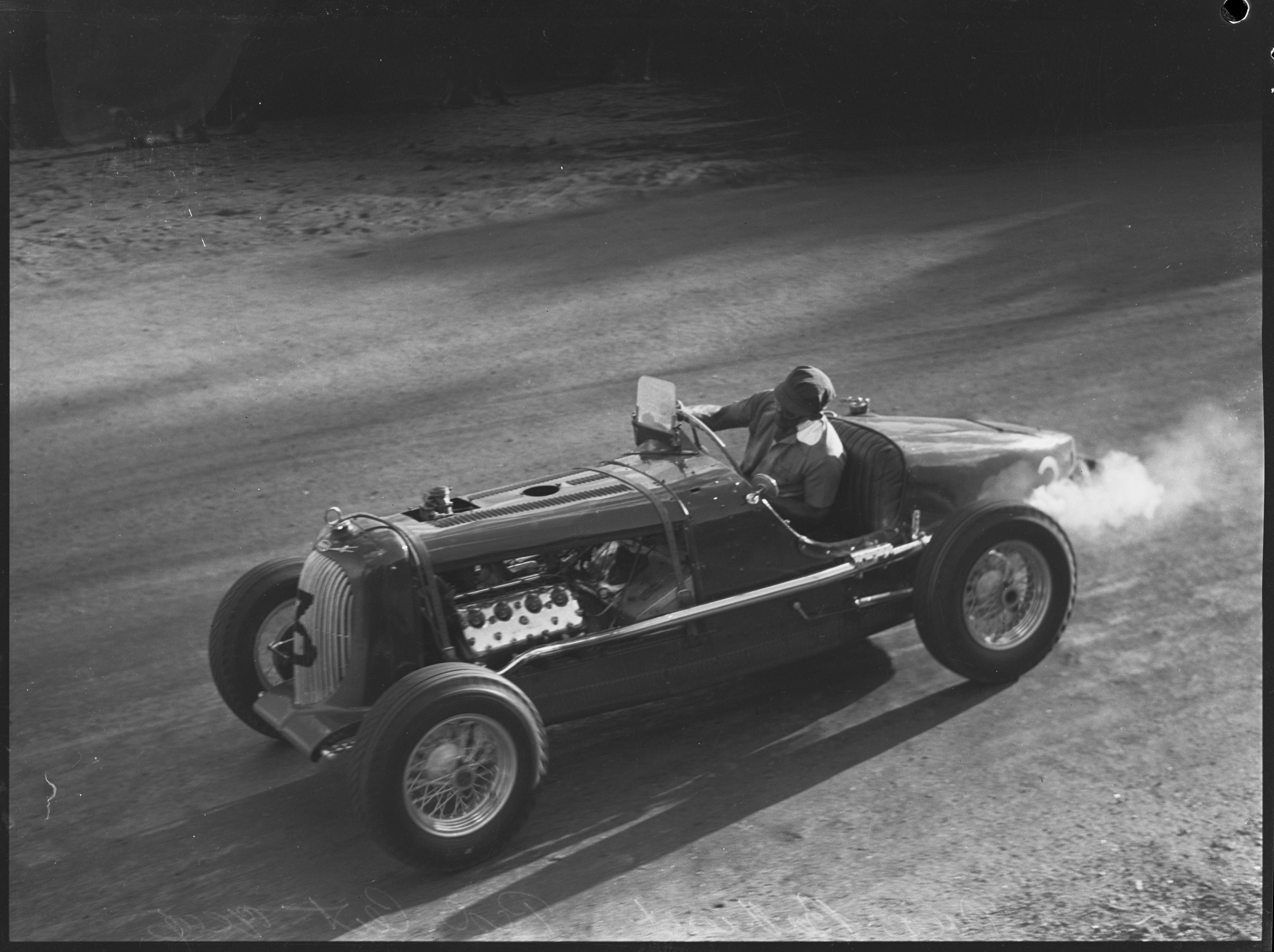 Jack Murray driving his Bugatti Ford racing car, Grand Prix, Bathurst, October 1946