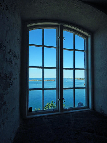 Window overlooking the ocean in Varberg Fortress, Sweden