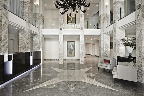 Belvedere's modern lobby. Photo courtesy of the hotel. From History Comes Alive at Locarno’s Belvedere Hotel  