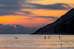 Sunset with SUP/Surfers at Nai Harn beach, Phuket, Thailand   Oct 2019