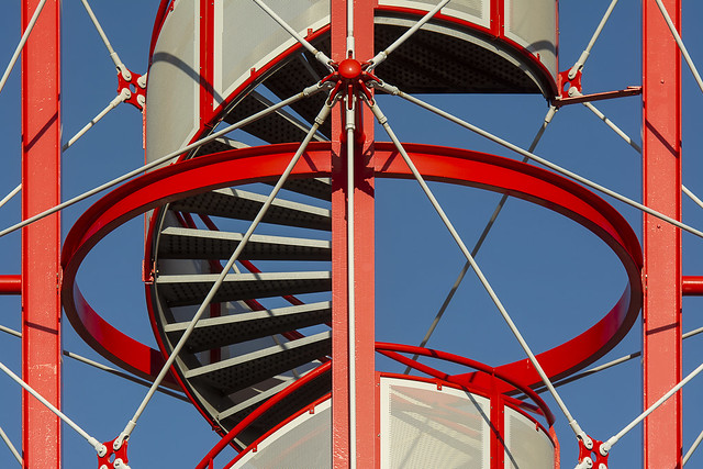 Red spiral staircase