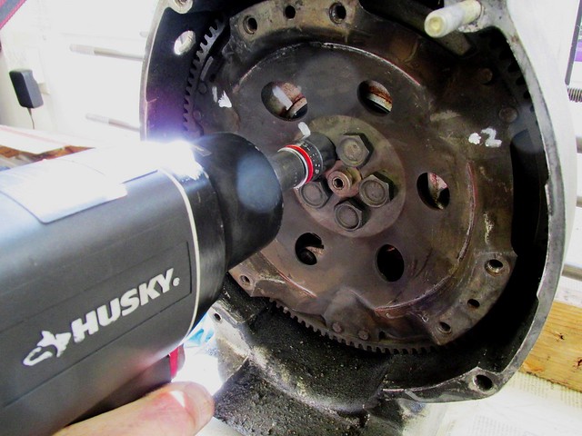 Removing Flywheel Bolts with Impact Wrench
