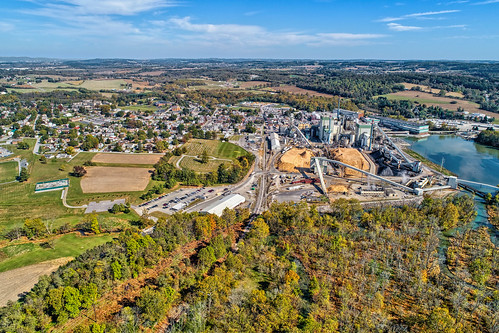 spring grove pa pennsylvania aerial view drone paper mill
