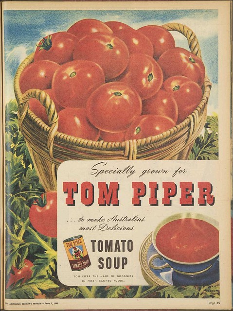 1948 advertisement for Tom Piper Tomato Soup