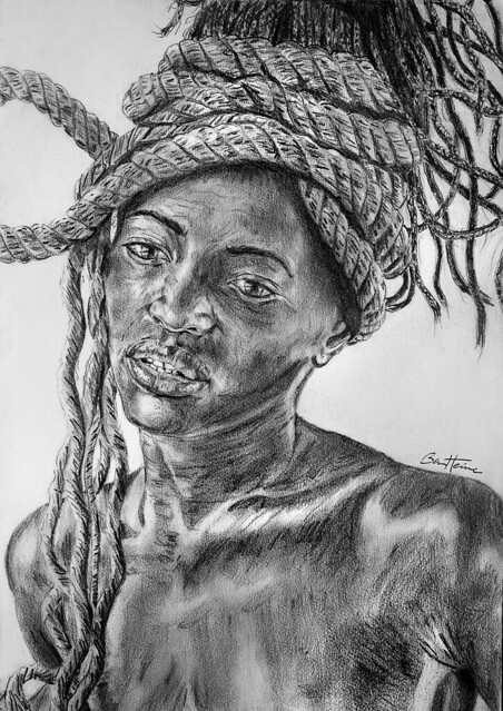 African Woman drawing (Ben Heine Drawing)