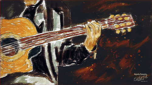 Corel Painter practice with a man playing a guitar