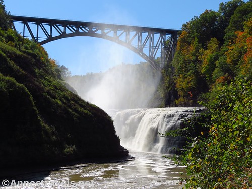 The Upper Falls and new trestle across Letchworth Gorge, Letchworth State Park, New York