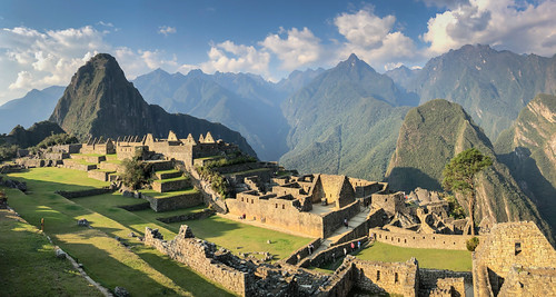 Panorama view of Inca Citadel Machu Picchu Peru by mbell1975, Panorama view of Inca Citadel Machu Picchu Peru with Huayna Picchu Mountainmachupicchu cuscoregión p