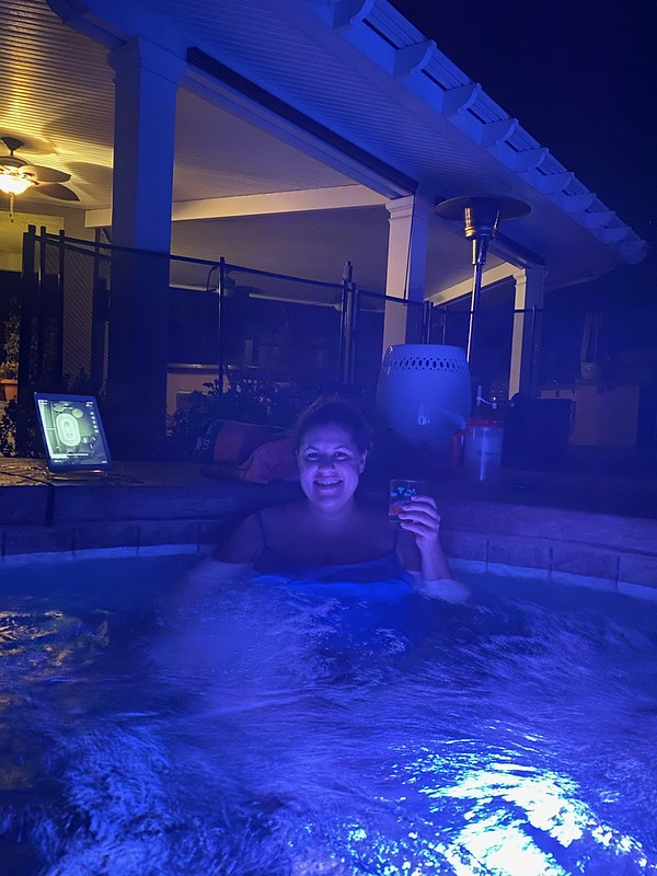Enjoying my first postpartum hot tub time