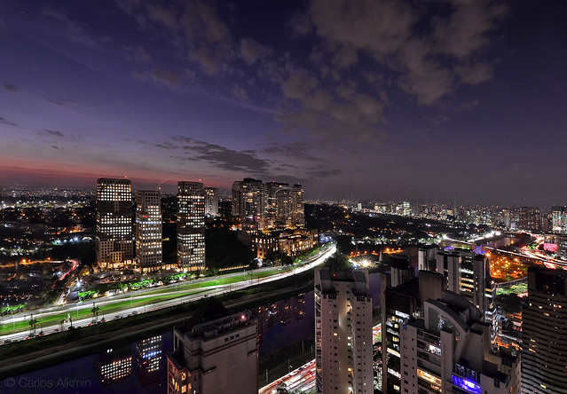 Sao Paulo, Brazil - modern skyline of business districts Vila Olimpia, Itaim-Bibi and Marginal Pinheiros