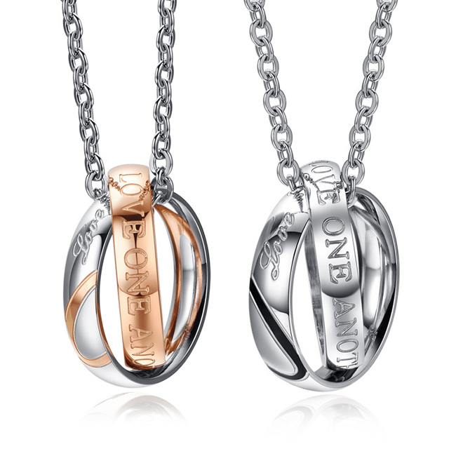 Gullei.com 2 Piece Couple Ring Necklaces Christmas Gift