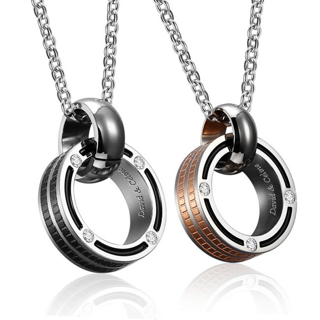 Gullei.com Engraved Lovers Couple Necklaces Valentines Gift