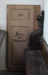 box pew door: 'free for women'