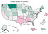 Influenza-like illness (ILI) activity is highly spatially variable, with higher than typical levels of flu activity (pink) concentrated around the Gulf of Mexico, and typical (white) to below typical (green) ILI levels seen throughout the rest of the country. 