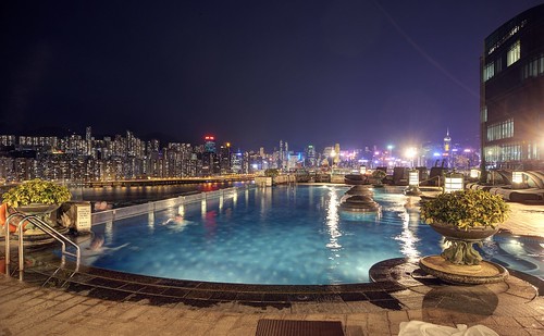 kowloon whampoa harbourgrandkowloon harbourgrandhotel harbourgrand hotel pool swimmingpool rooftopswimmingpool city cityscape skyline building architecture sky night clear outdoor sony sonya6000 a6000 selp1650 3xp raw photomatix hdr qualityhdr qualityhdrphotography fav100 hongkong