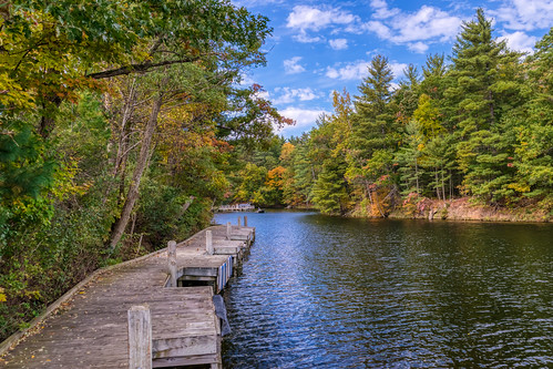 hdr hardydamcountymarina hardydampond michigan muskegonriver nikon nikond5300 outdoor autumn blue clouds color colorful dock fall geotagged green lake pond rustic sky tree trees water