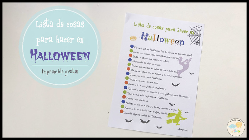 Lista de cosas para hacer en Halloween para niños. Imprimible gratis