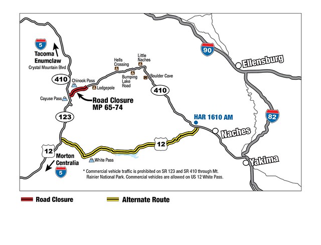 SR 410/Chinook Pass Closure Map